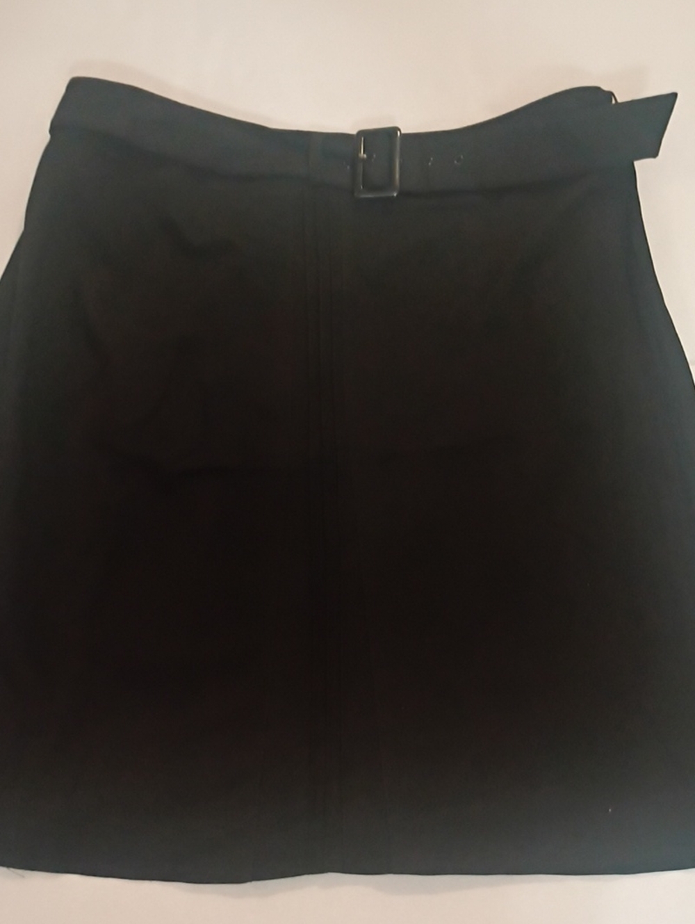 Larry Levine Stretch Black A-Line Skirt with Waist Belt Classy Work Wear Office